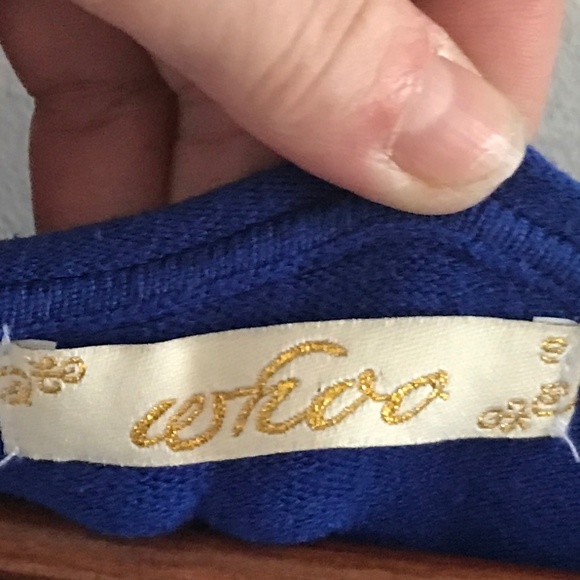 Y2k Whoo Blue Longsleeve Sweater - Women Size S - Picture 3 of 6